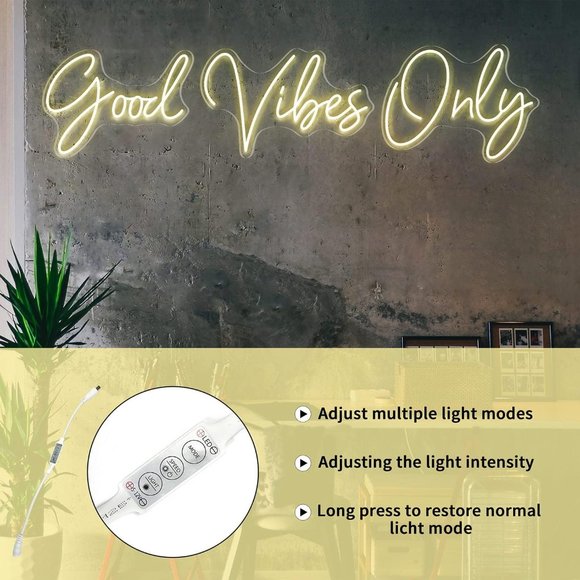 Large Good Vibes Only Neon Sign Wall Decorations - Picture 6 of 9